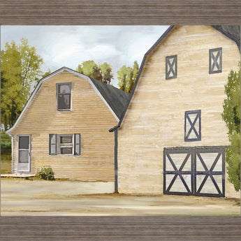 Summer Barns - 28" x 34" Framed Wall Art - Beige