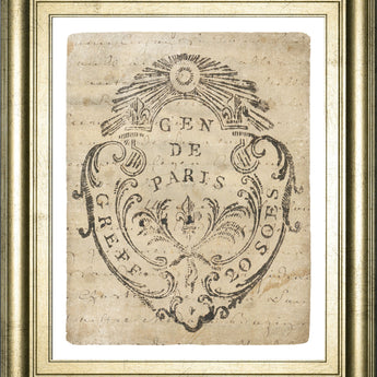 Letter Crest IIa Vintage V2 By Wild Apple Portfolio - Framed Print Wall Art - Beige