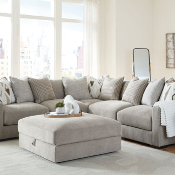 Aslan Court - 6 Pc. - 5-Piece Sectional, Ottoman - Pebble