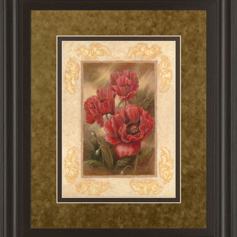 Daphne's Poppies By Vivian Flasch - Framed Print Wall Art - Light Brown
