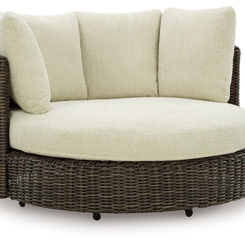 Kimora - Sillón giratorio con cojín - Beige/Marrón oscuro