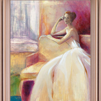Contemplative Muse - 28" x 34" Framed Wall Art - Beige