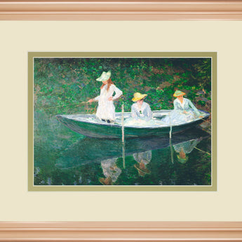 The Boat At Giverny By Claude Monet - Framed Print Wall Art - Green