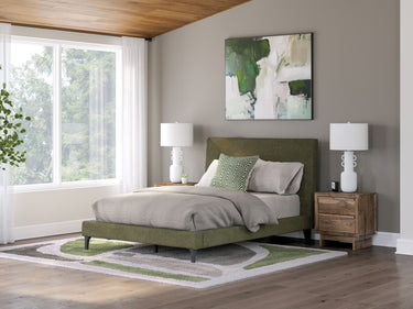 Chirason - Full Upholstered Bed With Roll Slats - Sage Green