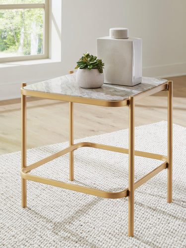 Manor Stone - Square End Table - Gold / Natural