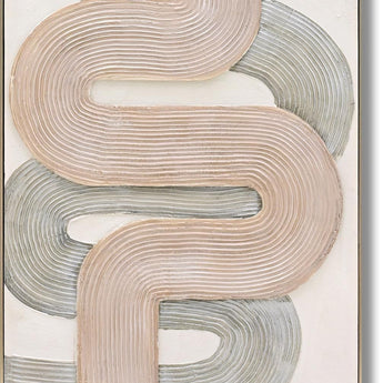 Blush Maze Layers - 28" x 40" Framed Wall Art - Beige