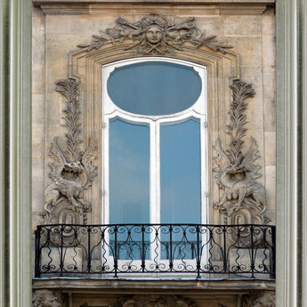 Ornate Balcony Gaze - 28" x 34" Framed Wall Art - Gray