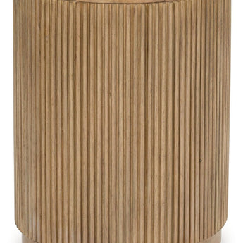 Camdill - Round End Table - Light Brown / White