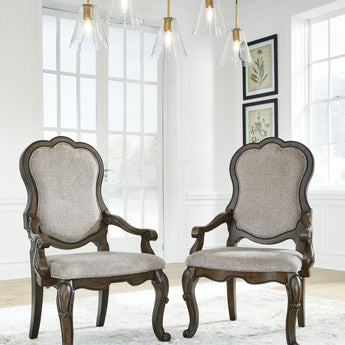 Maylee - Dining Upholstered Arm Chair (Set of 2) - Dark Brown