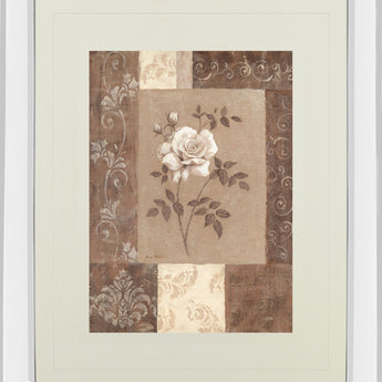 Single Rose By Vivian Flasch - Mirror Framed Print Wall Art - Light Brown