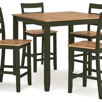 Gesthaven - Dining Room Counter Table Set (Set of 5) - Natural / Green