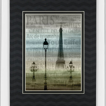 Paris 1 By Allen Lanbert - Mirror Framed Print Wall Art - Blue