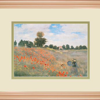Wild Poppies, Near Argenteuil By Claude Monet - Framed Print Wall Art - Beige