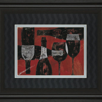 Wine Selection IIl By Daphane Brissonet - Framed Print Wall Art - Red