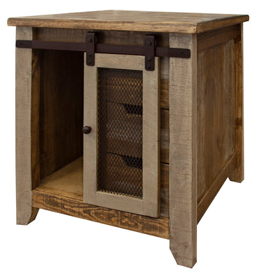 Antique End Table With 3 Drawers Multicolor - detail
