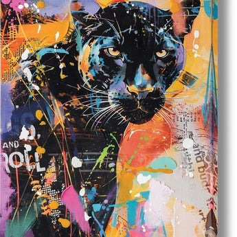 Vivid Panther Gaze - 32" x 47" Framed Wall Art - Black