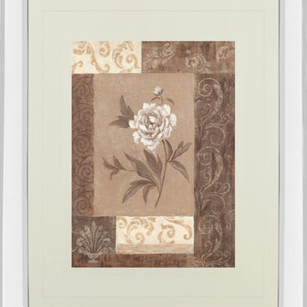 Single Peony By Vivian Flasch - Mirror Framed Print Wall Art - Light Brown