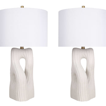 "Eclipse Harmony" Ceramic Table Lamp (Set of 2) - White Rock