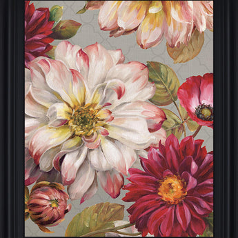 Crimson Dahlia Medley - 28" x 34" Framed Wall Art - Red