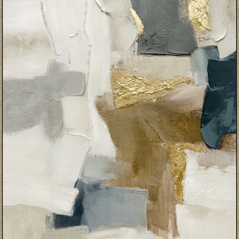 Gilded Cadence I - 35 X 47 - Hand-Embellished Canvas In Frame - White