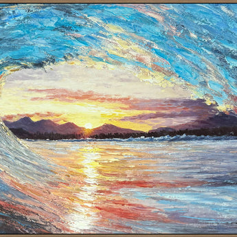 Sunlit Break Hand-Embellished Canvas In Frame - Blue / Gold