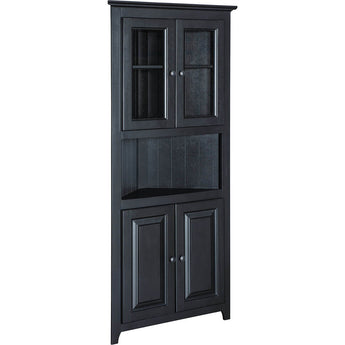72" Pine Corner - Glass/Wood Doors