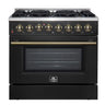 Forno 36" Dual Fuel Gas Range,Black - FFSGS6156-36BLK