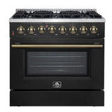 Forno 36" Dual Fuel Gas Range,Black - FFSGS6156-36BLK