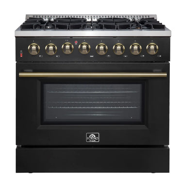 Forno 36" Dual Fuel Gas Range,Black - FFSGS6156-36BLK