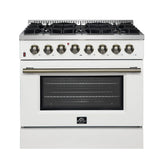 Forno 36" Dual Fuel Gas Range, White - FFSGS6156-36WHT