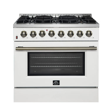 Forno 36" Dual Fuel Gas Range, White - FFSGS6156-36WHT
