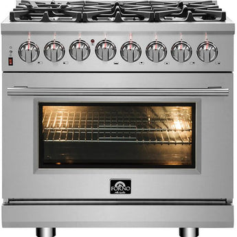 Forno 36" Pro-Style Gas Range, Dual Fuel, S.S. - FFSGS6125-36