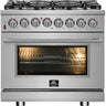 Forno 36" Pro-Style Gas Range, Dual Fuel, S.S. - FFSGS6125-36