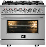Forno 36" Pro-Style Gas Range, Dual Fuel, S.S. - FFSGS6125-36