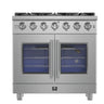 Forno 36" Pro-Style French Door Gas Range, S.S. - FFSGS6439-36