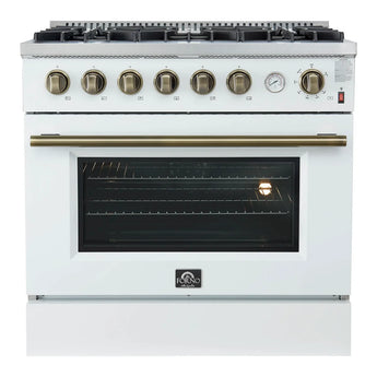Forno 36" Gas Range w/Convection Oven, White - FFSGS6277-36WHT