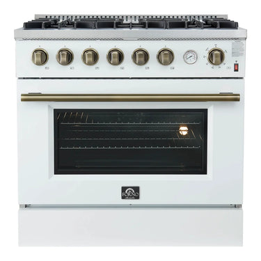 Forno 36" Gas Range w/Convection Oven, White - FFSGS6277-36WHT