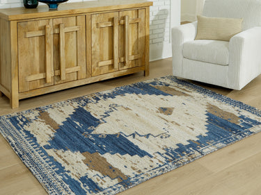 Varnler - 5' x 7' Rug - Blue / Brown / Tan