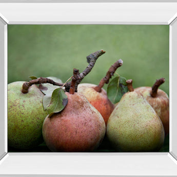 Comice Pear I By Rachel Perry - Mirror Framed Print Wall Art - Green