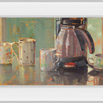 Gathering I By Lorraine Vail - Mirror Framed Print Wall Art - Light Brown