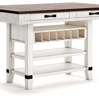 Valebeck - Rect Dining Room Counter Table With Wine Rack