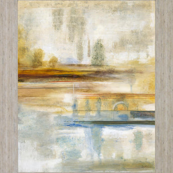 Golden Misty Horizon - 28" x 34" Framed Wall Art - Beige