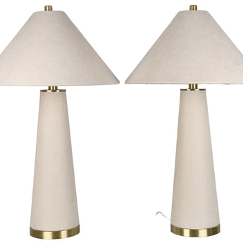 Ivory Reverie - 30 X 18 - Textured Linen Table Lamp (Set of 2) - Ivory Textured Linen