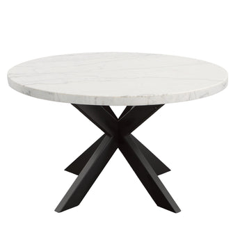Xena - Mesa redonda con tapa de mármol - Blanco/Negro
