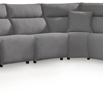 Modmax II - 8-Piece Power Reclining Sectional With LAF Press Back Power Chaise And Console - Salt And Pepper