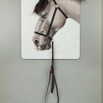 "Equine Elegance" Hand-Painted Canvas With Hair - White / Gray / Black