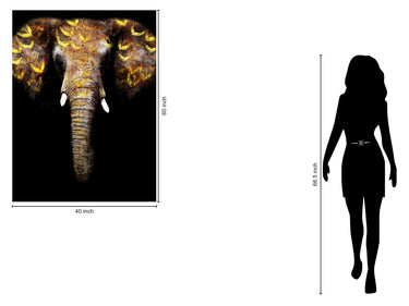 Floating Tempered Glass With Foil Elephant - Black
