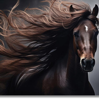 Majestic Mane Storm - 40" x 60" Framed Wall Art - Dark Brown