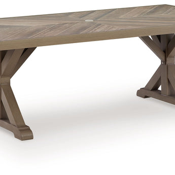 Laguna Heights - Mesa de comedor rectangular con opción de sombrilla - Beige