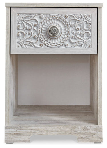 Paxberry - One Drawer Night Stand - Open Cubby - Whitewash